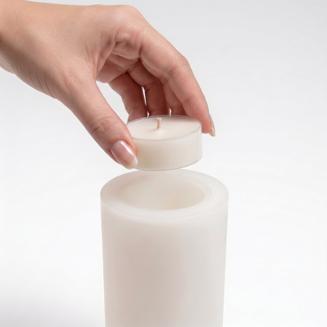 A hand dropping a soy pod into the holder